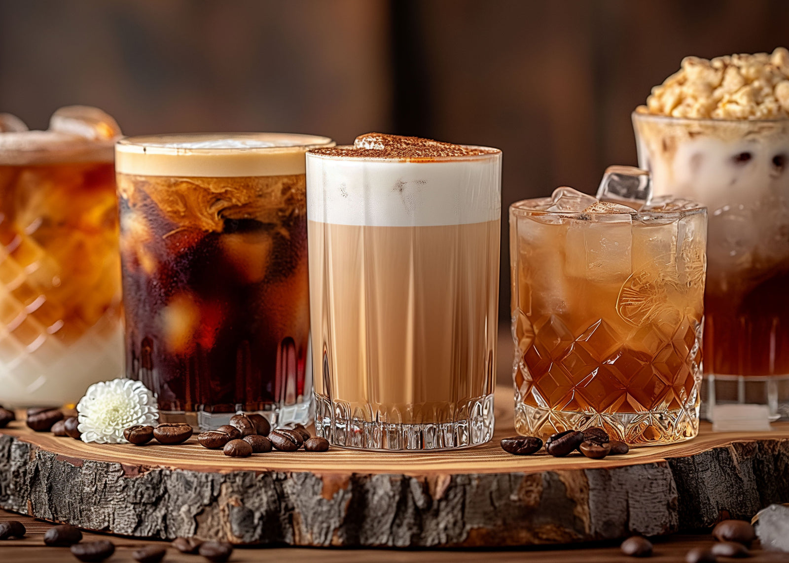 Image of multiple espresso cold brew drinks